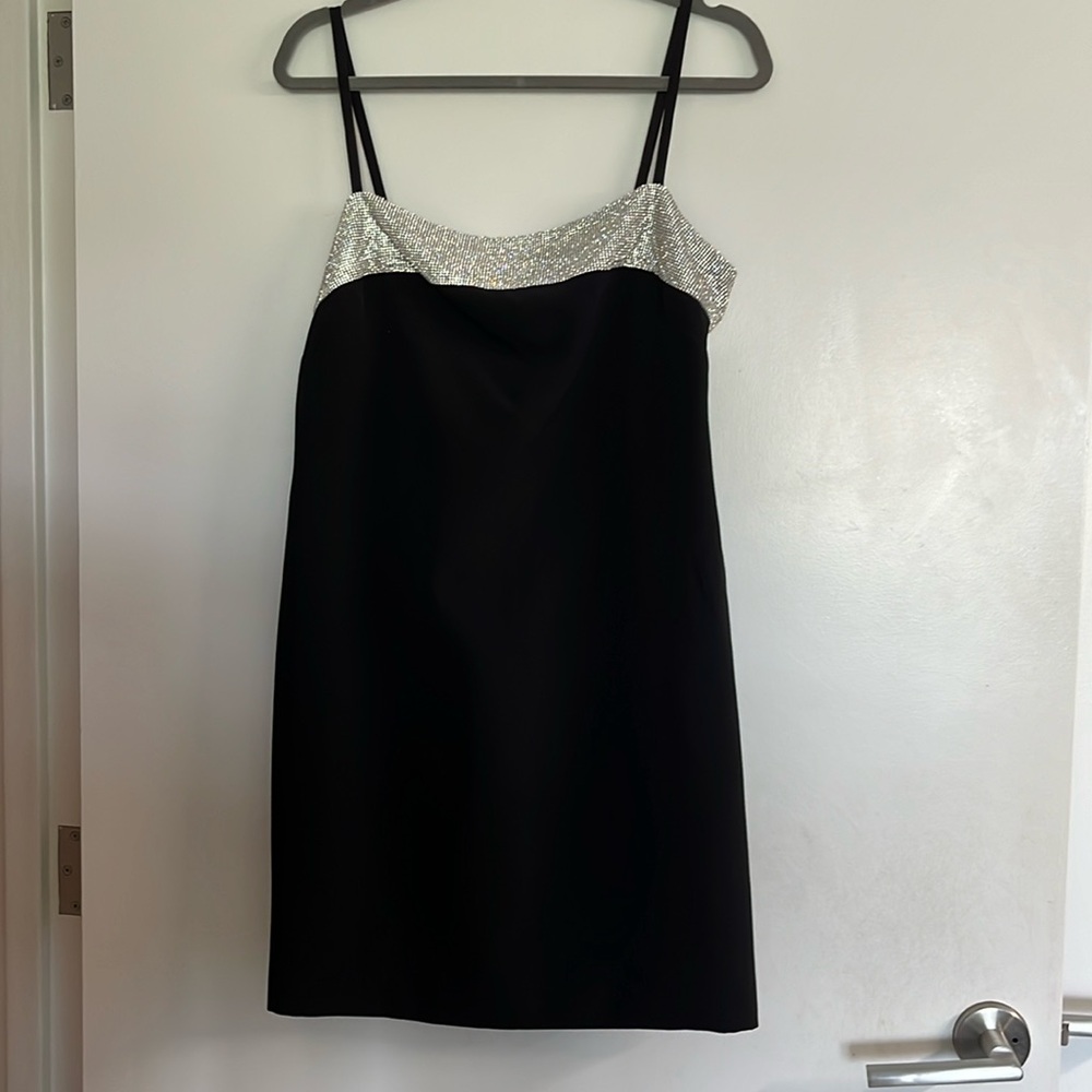 Embellished Black Spaghetti Strap Mini Dress Size 8